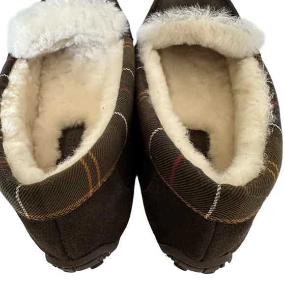 BARBOUR MONTY BROWN SUEDE SHEARLING SLIPPERS SIZE M7 W9 main image 5